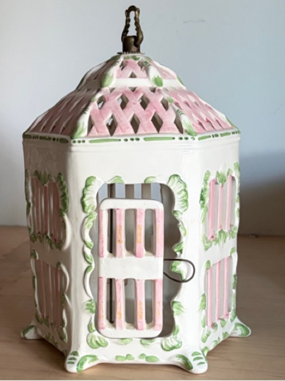 VTG Lantern Birdcage - Ceramic - Hanging Decor / Tabletop Decor - Unique